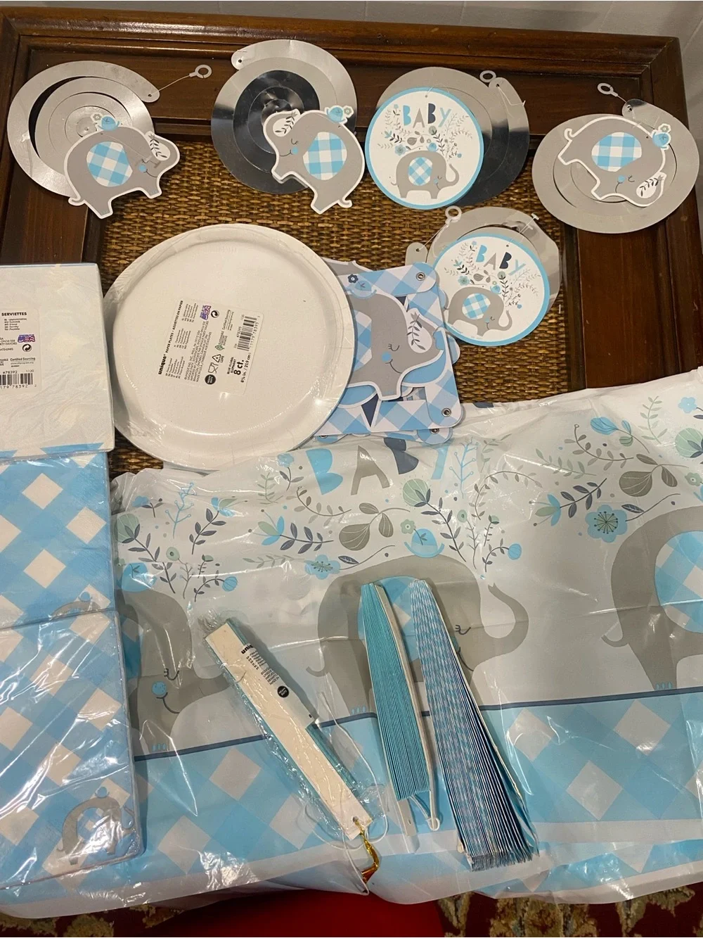 Blue Elephant Baby Party Tableware and Decorations